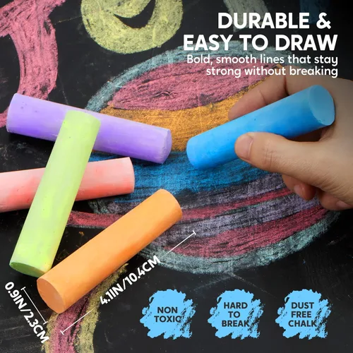 Miniatura 4 de JOYIN 30 tizas para acera para niños, 10 colores, no tóxicas, jumbo, lavables, para niños de 1 a 3 años, suministros escolares, imprescindibles