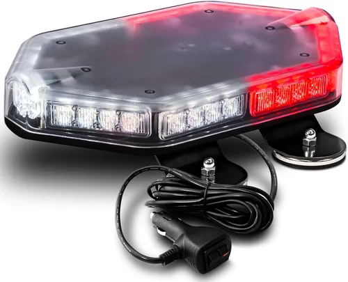 Miniatura 32 de NanoFlare NFMB56 Mini Barra de Luz Estroboscópica LED Roja Blanca de 17" 12V 56W [Clase SAE 1] [Imán/Montaje Permanente] Barra de Luz de Baliza
