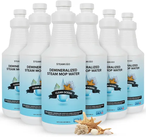 Steam & Go Agua Desmineralizada - Limpiador Multisuperficie, Sin PVC Listo para Usar para Trapeadores y Vaporizadores de Piso - Ideal para