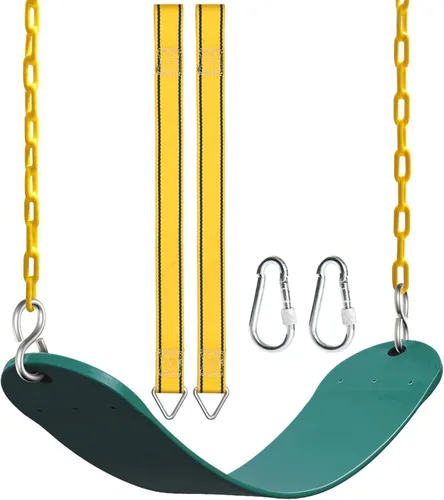 PACEARTH - Hamaca con cadenas cubiertas de plástico y antióxido de 68.9 pulgadas, correa de 23.6 pulgadas para colgar de árboles y hebillas de Verde