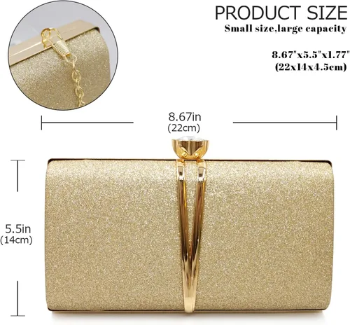 Miniatura 4 de Aovtero - Bolso de mano para mujer con cadena, bolso de noche, para boda, fiesta de graduación o como bolso de novia
