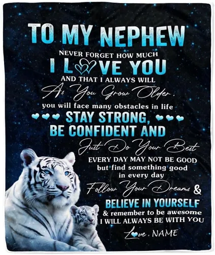 Miniatura 14 de Manta personalizada con texto en inglés «To My Nephew from Aunt Uncle Auntie I Love You Hugs» (texto en inglés) con texto en inglés «To My Nephew»