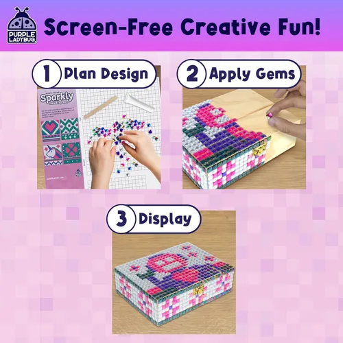 Miniatura 4 de PURPLE LADYBUG Joyero artesanal para niñas de 8-12, 6-8, regalo de cumpleaños para niñas de 7, 8, 9, 10, 11, 12 años, divertidas artes