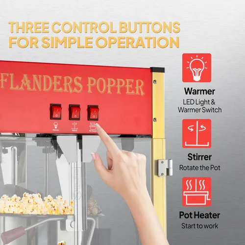 Miniatura 5 de ROVSUN - Máquina de palomitas de maíz con hervidor de 12 onzas, certificada por ETL, fabrica hasta 80 tazas, máquina de palomitas de maíz comercial