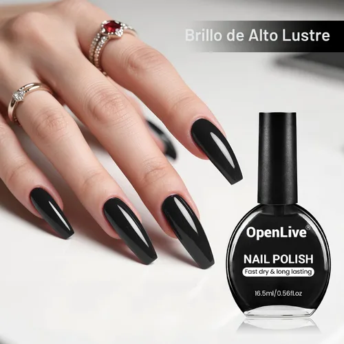 Miniatura 4 de OpenLive 16.5ml Esmalte de uñas negro de gran volumen de secado rápido, esmalte de uñas de color de secado rápido y larga duración para arte de uñas