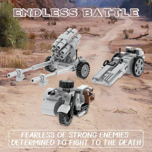 Miniatura 6 de Juego de bloques de construcción de armas de artillería de la Segunda Guerra Mundial (710 unidades). MOC piezas de ladrillos militares