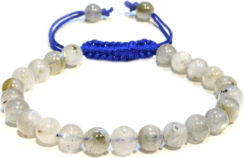 Miniatura 98 de Adjustable Crystal Bracelet – Gemstone Bead Bracelet with Adjustable Macrame String – Chic Gemstone Bracelet for Men and Women – 8mm Round Healing
