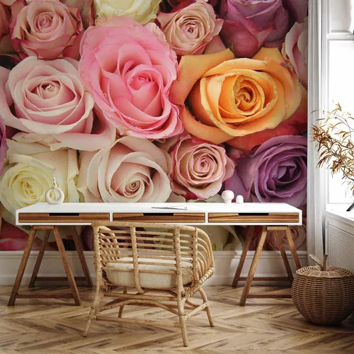 Miniatura 6 de artgeist Mural de pared con rosas de 138 x 106 pulgadas, papel tapiz no tejido de forro polar para decoración de pared, impresión fotográfica, #05
