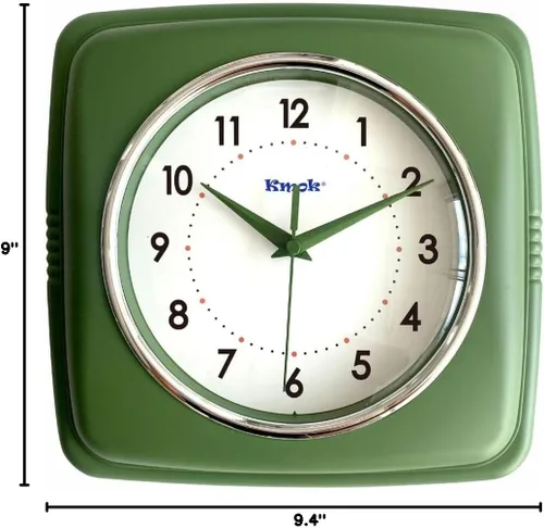 Miniatura 6 de Reloj de pared cuadrado retro de 9 pulgadas, funciona con pilas, reloj decorativo silencioso sin tictac para el hogar, oficina, cocina, dormitorio