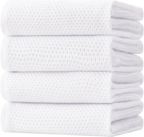 Miniatura 170 de Homaxy Paños de cocina de 100% algodón con tejido de gofre, ultra suaves, absorbentes, de secado rápido, 12 x 12 pulgadas, paquete de 6, amarillo