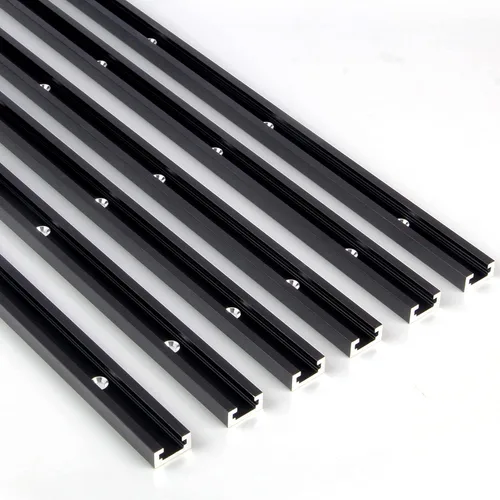 ClearStyle T-Track - Perfil de plantilla de aluminio anodizado de doble corte para carpintería de 36 pulgadas con orificios de montaje preperforados