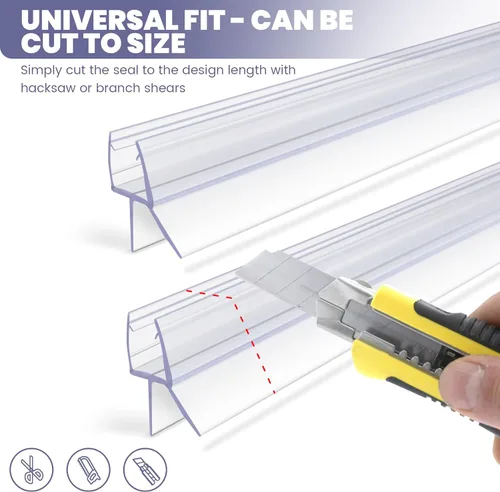 Miniatura 3 de Tira de sellado inferior para puerta de ducha sin marco para vidrio de 0.236 pulgadas de grosor, súper transparente de 36 pulgadas de largo, 2