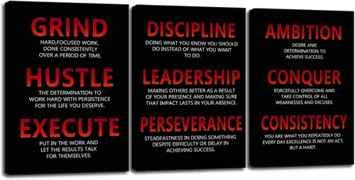 Miniatura 58 de Arte de Pared Motivacional 40 Razones para Entrenar 3 Piezas Pintura Impresión en Lienzo Decoración de Oficina Póster Mentalidad Millonaria