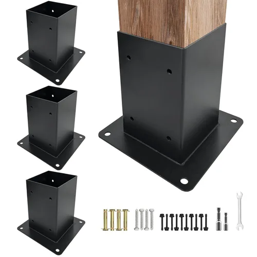 Miniatura 8 de Base de anclaje de poste de 2 picos, base de poste de madera de hormigón para valla de 4 x 4 pulgadas (real:3.5 x 3.5 pulgadas), soporte para poste