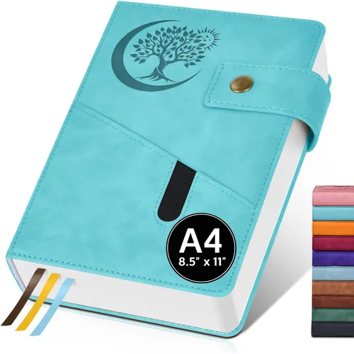 Miniatura 11 de PAIBAS Cuaderno de diario con líneas gruesas de 365 páginas para hombres y mujeres, diarios grandes de cuero A4 para escribir, cuadernos de tapa