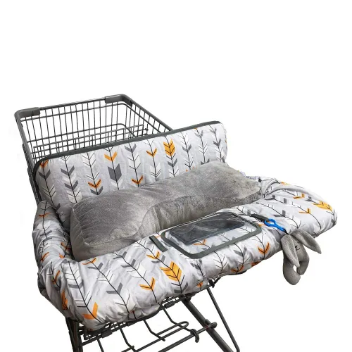 Miniatura 7 de Funda para carrito de compras para bebé/niño pequeño, funda para silla alta 2 en 1, fácil de colocar y quitar, con soporte para teléfono celular