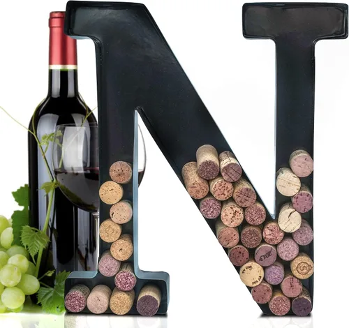 Miniatura 21 de Made Easy Kit Letra de metal para corchos de vino, monograma para atesorar recuerdos y soporte con kit de montaje en pared gratuito A-Z