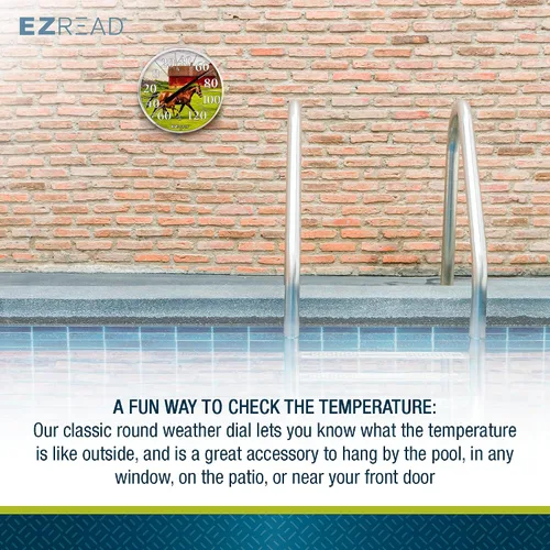 Miniatura 4 de EZREAD - Termómetro de esfera colgante, termómetros meteorológicos para uso en interiores y exteriores, gran diámetro de 12.5 pulgadas, números