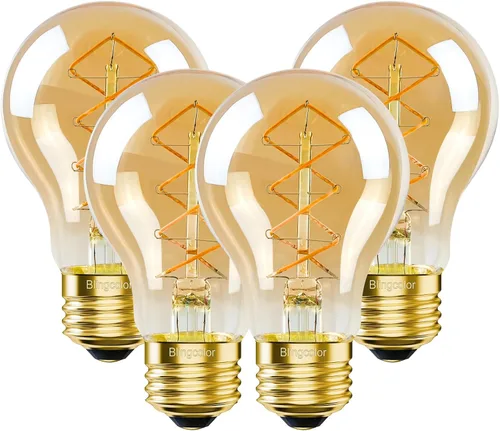 BLINGCOLOR Bombillas LED Edison Vintage A19 de 40 Vatios, Bombillas LED Edison Regulables E26 de 2200K Luz Cálida, Bombillas Incandescentes