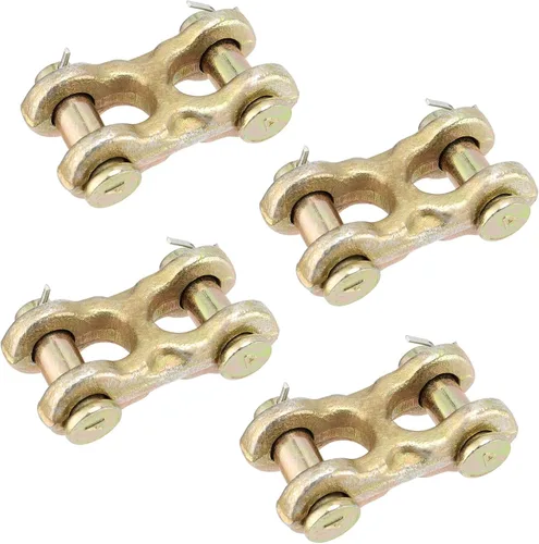 SOUJAP 4 paquetes de eslabones de horquilla gemela de 3/8 pulgadas, enlaces de reparación de cadena de seguridad forjados G70 chapados en zinc,