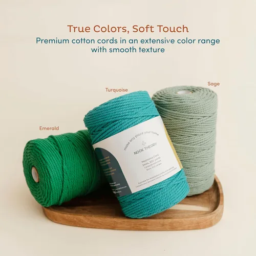 Miniatura 6 de Nook Theory Hilo de macramé de 3mm 220 yardas - Cuerda de macramé suave de 4mm, 5mm perfecta para nudos - Suministros de macramé para colgadores