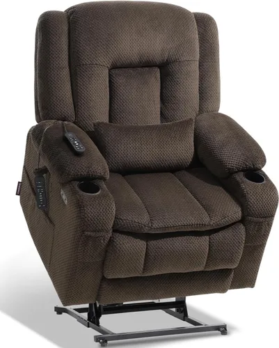 Miniatura 11 de EONIX Sillón reclinable Lay Flat Power Lift con calor y masaje, silla eléctrica de elevación de doble motor para ancianos para recuperación Gris