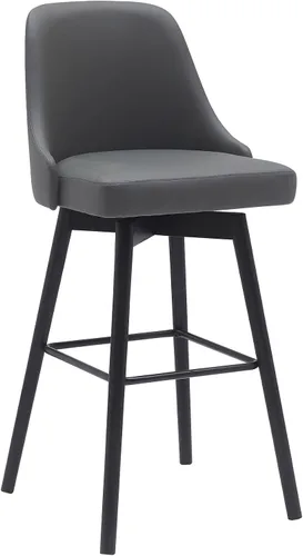 Miniatura 15 de Armen Living Sicily Modern Farmhouse Taburete giratorio de madera negra de 30 pulgadas de altura de asiento para encimera de isla de cocina en tela