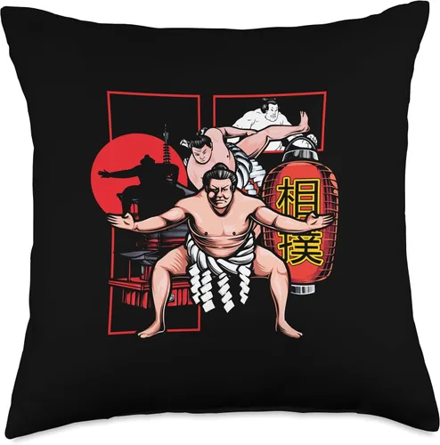Miniatura 4 de Japanese Sumotori Japan Wrestling Sumo Gift Japanese Sumotori Lucha de luchadores japoneses Almohada Sumo, 16 x 16, multicolor