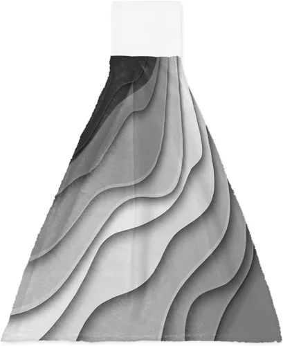 Toallas de cocina con lazo para colgar, toallas de mano abstractas onduladas de color gris degradado, suaves, absorbentes, para baño, bar, hogar,