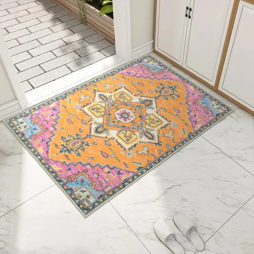 Miniatura 39 de Collive Tapete lavable para puerta de interior, antideslizante, alfombra de entrada retro de 20 x 32 pulgadas, tapete de entrada de absorción Multi