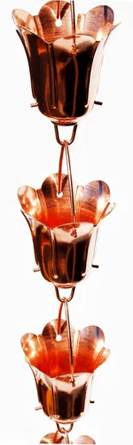 Miniatura 2 de Stanwood Rain Chain Cadena de lluvia de cobre con flor de tulipán, 8 pies