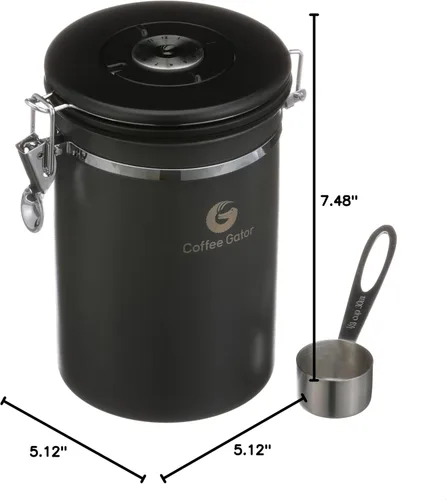 Miniatura 11 de Coffee Gator - Recipiente hermético de café de acero inoxidable de 22 oz para almacenamiento de alimentos en la cocina con rastreador de fecha, Gris