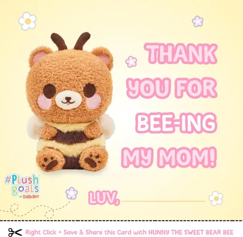 Miniatura 3 de Cuddle Barn PlushGoals - Hunny The Sweet Bear Bee Lindo peluche Kawaii de peluche de miel abejorro suave, regalo de peluche de Fairycore