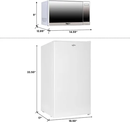 Miniatura 6 de Koolatron - Refrigerador compacto de 3.1 pies cúbicos + combo de microondas de 700 W: incluye nevera/congelador de respaldo plano blanco +