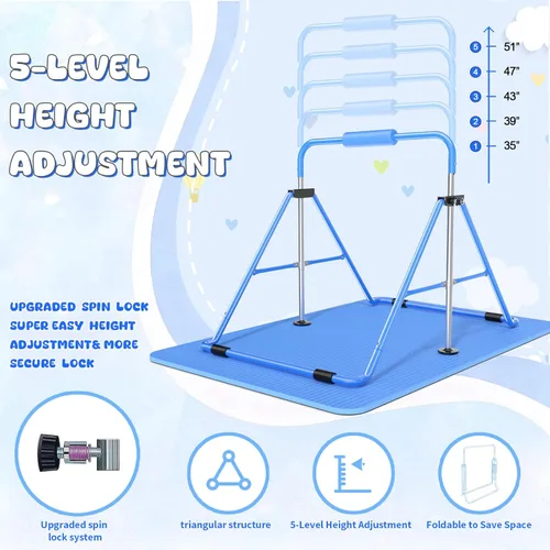 Miniatura 2 de Safly Fun Foldable Gymnastics Bar for Kids, Adjustable 35"-51", Sturdy 145 lbs Capacity, Easy-to-Assemble, Gymnastics Equipment for Kids for