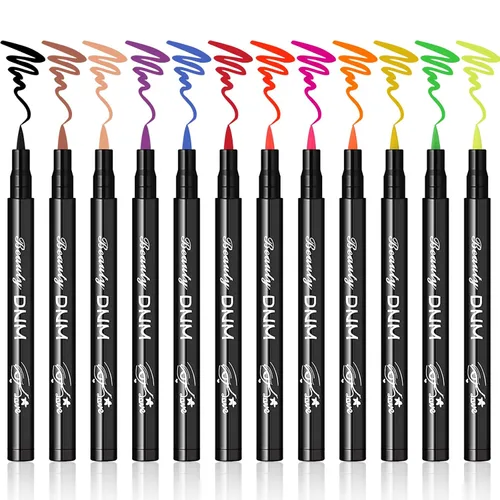 LOKFAR Delineador de ojos líquido mate de 12 colores, delineador de ojos líquido mate colorido, delineador de ojos de color neón, maquillaje de ojos