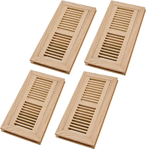 Miniatura 21 de Registro de piso de madera de roble blanco, montaje empotrado con marco, 4 x 10 pulgadas, sin terminar Blanco (White Oak)