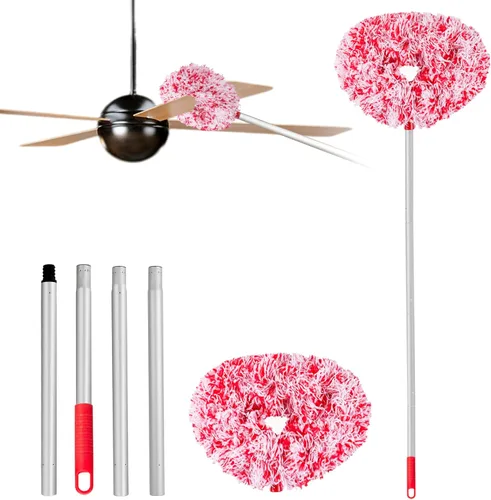 Miniatura 18 de Limpiador de ventilador de techo reutilizable de microfibra para ventilador de techo, limpiador extraíble con poste de extensión que se ajusta de 13