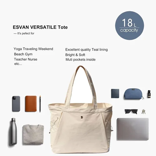 Miniatura 6 de ESVAN Bolsa de yoga para mujer, bolsas de hombro con cordón para oficina, entrenamiento, viajes, transporte, pilates, gimnasio y playa
