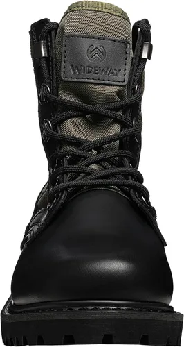 Miniatura 35 de Botas militares de WIDEWAY para hombres, botas de combate de jungla tácticas de cuero resistente al deslizamiento, negras, para hombres, todo