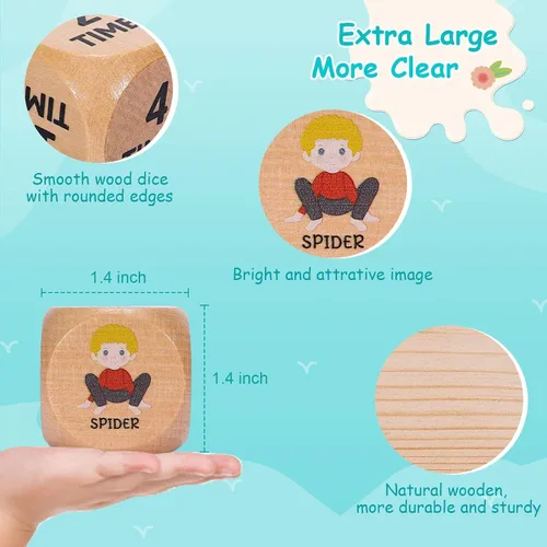 Miniatura 7 de Garybank Dados de yoga para niños con 12 tarjetas de yoga, 20 tarjetas de ejercicio de respiración, suministros de esquina para calmar, juego