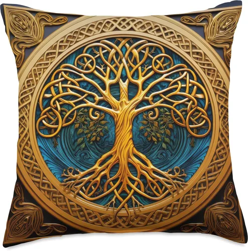 Miniatura 5 de Celtic Irish Gift Ideas Celtic Tree of Life Knot Triskele Triquetra - Almohada de 16 x 16 pulgadas, multicolor