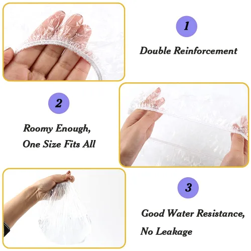 Miniatura 2 de Gorro de ducha de 30 piezas, desechable, de plástico, impermeable, para spa, extra grande, para mujeres, viajes, uso doméstico, peluquería XL-30