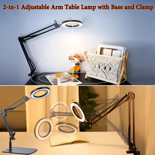 Miniatura 5 de Lámpara de lupa 15X con abrazadera y soporte, lámpara de escritorio de 72 LED con 3 temperaturas de color y 10 niveles de brillo ajustable