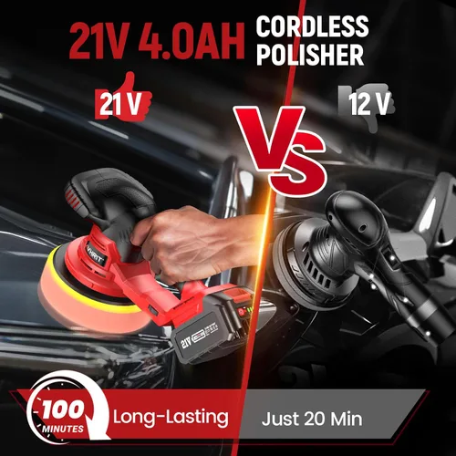 Miniatura 6 de Pulidora Inalámbrica Actualizada con Baterías de 2x4.0Ah, 6 Velocidades Variables hasta 5500 RPM, Pulidora Buffer de 6 Pulgadas para Automóvil
