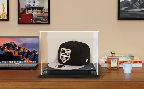 Miniatura 8 de WANLIAN Vitrina transparente para sombreros, soporte de acrílico para gorra de béisbol con elevadores de acero inoxidable, perfecto para gorras