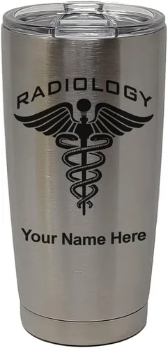 Miniatura 34 de LaserGram Vaso aislado al vacío de 20 onzas, radiología, grabado personalizado incluido (azul claro)