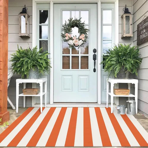 Miniatura 20 de IOHOUZE - Tapete a cuadros estilo búfalo de 5 x 8 pies para interiores y exteriores, lavable, para sala, tapete de bienvenida primavera-verano