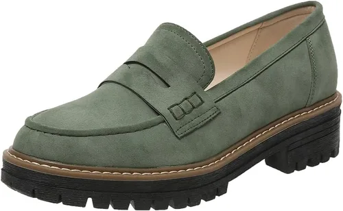 Mocasines para mujer, con plataforma gruesa, suela de lengüeta, cómodos, para el trabajo, oficina, negocios, casual, zapatos de vestir, talla 5-11