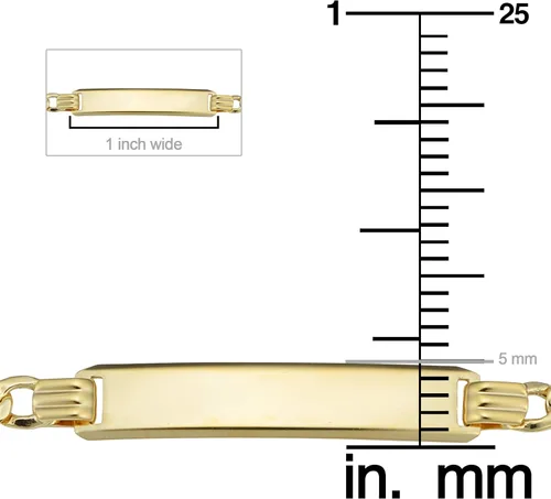 Miniatura 4 de KoolJewelry Pulsera de identificación de bebé Figaro de oro amarillo de 14 quilates 55 pulgadas de largo Metal